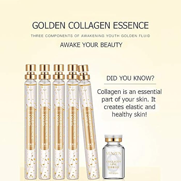 VENZEN Gold Protein Peptide Essence Serum Combination Skin Improve Moisturizing 5x15ml - Image 2