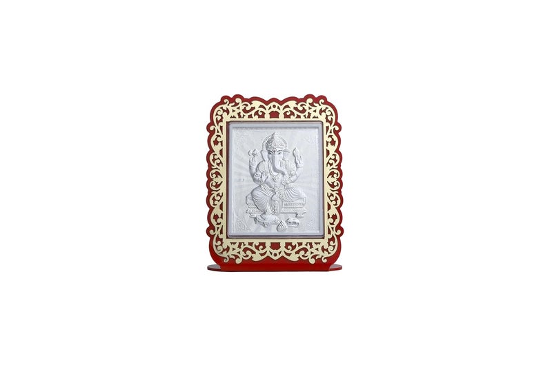 SHIJPIK 999 Pure Silver 12x9cm Ganesha frame Home Decor Silver frame of Gods Suitable to Store in Pooja Room Office HomeBest for GiftingGanesh Pack of 1 VIS0126 - Image 1