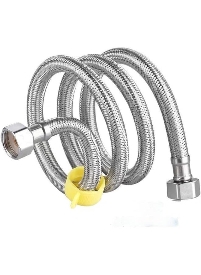 Rubik 3 Meters Braided Hose, 1/2Inch Connector Anti-Explosion Flexible Stainless Steel Hot Cold Water Plumbing Pipe For Kitchen Faucet Sink Basin Bathroom Shower Shattaf Toilet Taps Heaters  - Image 1