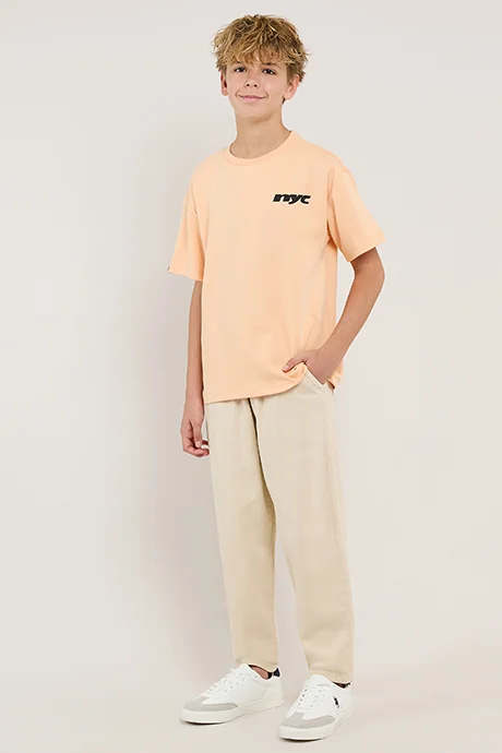 R&B Solid Relaxed Fit Pants with Drawstring Waist