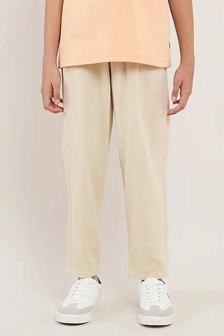 R&B Solid Relaxed Fit Pants with Drawstring Waist