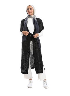 Perforated Pattern Open Neckline Cardigan