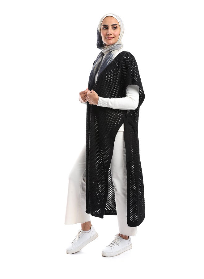 M.SOU - Perforated Pattern Open Neckline Cardigan - Image 1