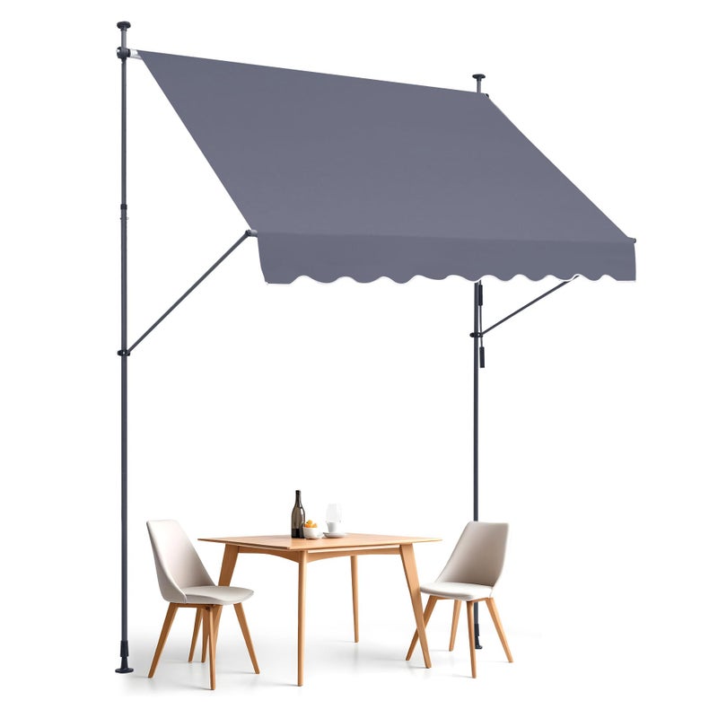 VEVOR 98" x 47" Patio Awning Retractable, Outdoor Retractable Patio Awning Sunshade Shelter, Adjustable Patio Door Window Canopy with Manual Crank Handle for Backyard, Garden, Balcony, Dark Gray - Image 1