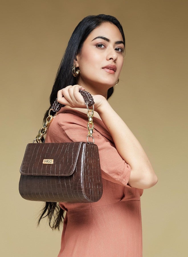 Fargo Premium Vegan Leather Women Sling Bag | Handbag for Women | Brown Color - Image 2