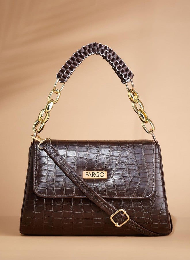 Fargo Premium Vegan Leather Women Sling Bag | Handbag for Women | Brown Color - Image 4