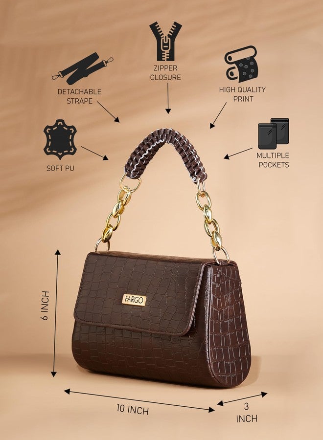 Fargo Premium Vegan Leather Women Sling Bag | Handbag for Women | Brown Color - Image 3