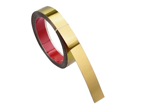 RAB Strip Metal, Self Adhesive Peel and Stick Wall Flat Trim Metalized PVD Coated Gold Mirror Finish, Size- 25mm, Pack of 5 Meter Roll. - Image 2