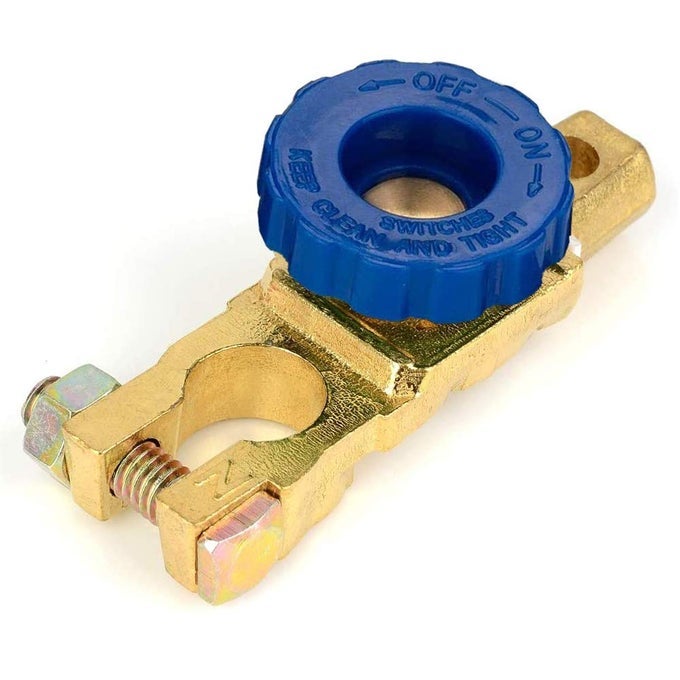 Top Post Battery Isolator Switch Link Terminal Quick Cut Off Disconnect Master Kill Switch Brass Pure Copper Car Battery Switch With Pvc Case Automotive Power Kill Switch Bluecase