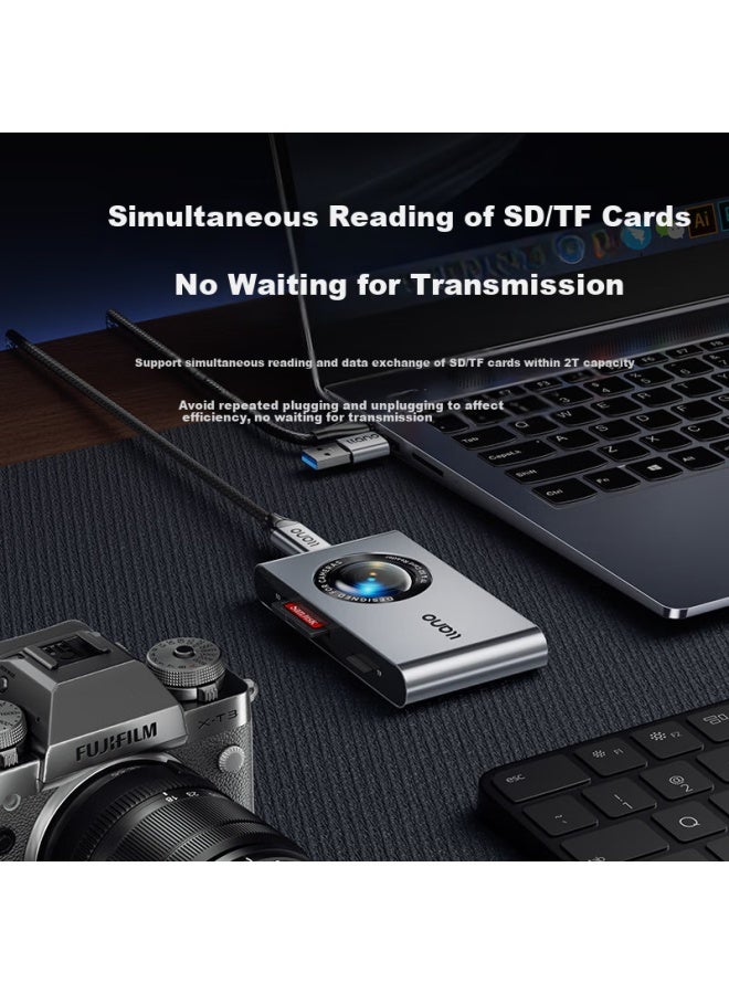 llano قارئ بطاقات عالي السرعة 4.0 Usb/نوع-C قارئ بطاقات مزدوج متوافق مع الكمبيوتر المكتبي أبل 15/آيباد/كاميرا DSLR/الهاتف الذكي كابل شحن بيانات الطائرة - Image 4