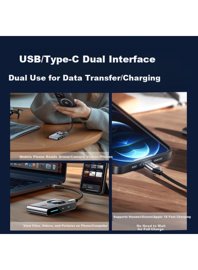 llano قارئ بطاقات عالي السرعة 4.0 Usb/نوع-C قارئ بطاقات مزدوج متوافق مع الكمبيوتر المكتبي أبل 15/آيباد/كاميرا DSLR/الهاتف الذكي كابل شحن بيانات الطائرة - Image 2