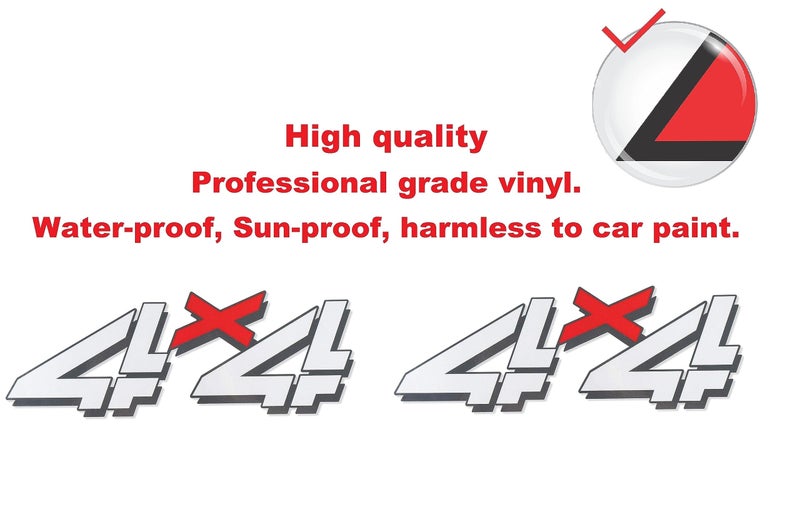 YARAKETA 1 Set of 2 pcs 4x4 Decals Stickers Emblem Replacement for 1998-2007 Silverado 1500HD 2500 HD Bed Side Truck Pickup, Auto Decoration Accessories Emblem (Chrome and Red) - Image 2
