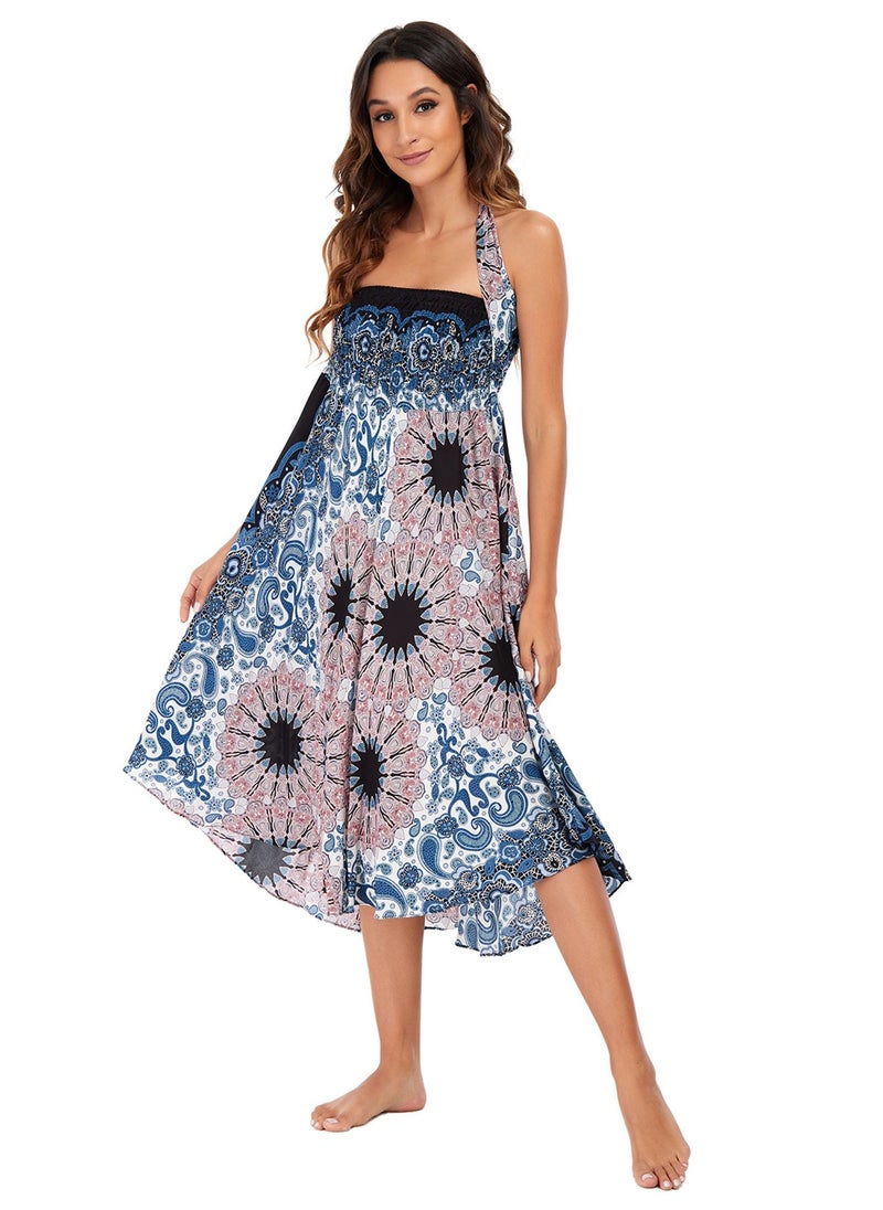 Loquat - Casual Dress Half Skirt Beach Vacation Skirt Two Dresses Full Skirt Pink - Image 1