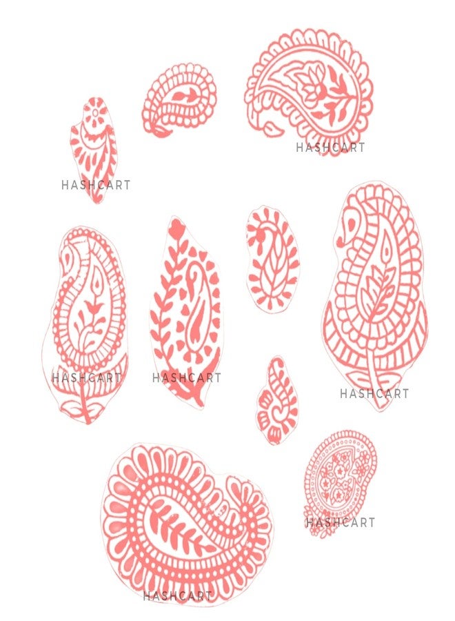 TwoGrams | Set of 10 | Handcarved Wooden Printing Stamps Paisley Design Baren for Blocks Printing | Scrapbooking | Fabric Designing | Art Craft | Pottery Craft - Image 2