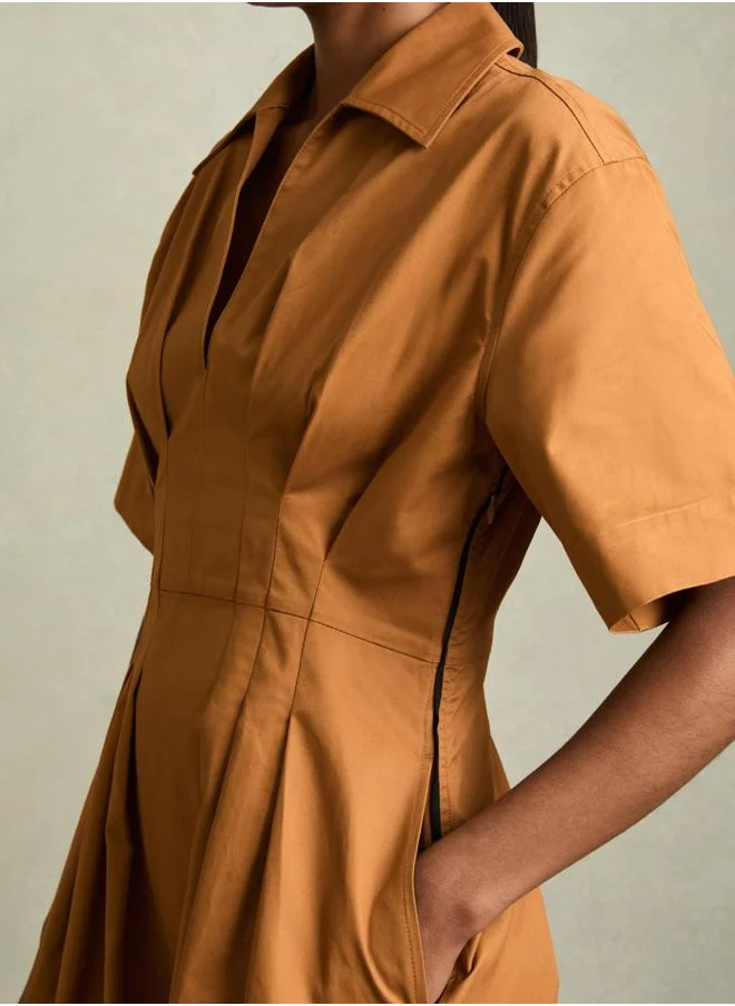 REISS Waisted Detail Cotton Dress