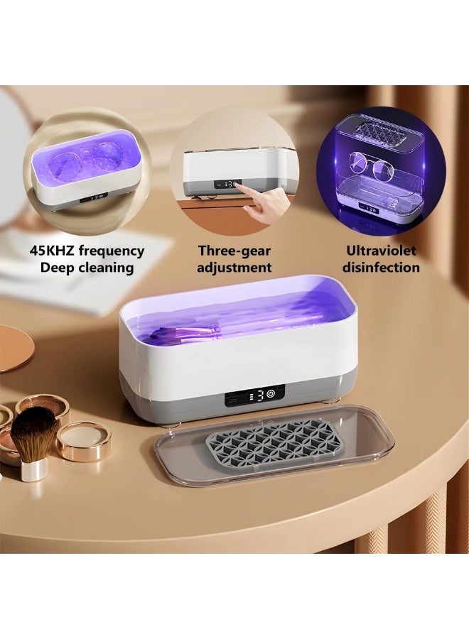 بوليريوس جهاز تنظيف اهتزازي 360° قابل لإعادة الشحن عبر USB مع صينية تخزين – منظف متعدد الاستخدامات للنظارات والمجوهرات وفرش المكياج والساعات والإكسسوارات الصغيرة - Image 5