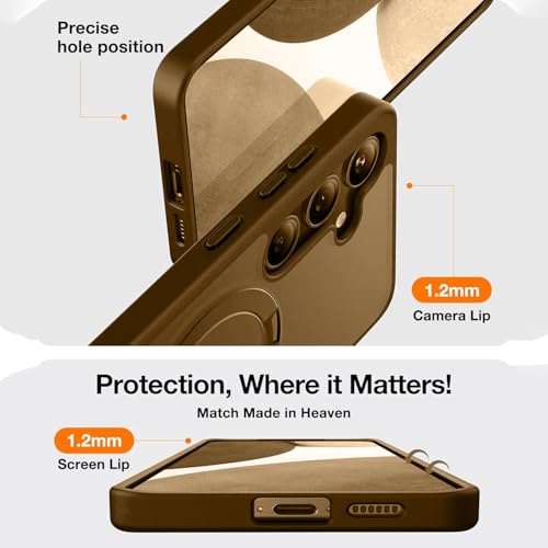 AIBEX Back Cover for Samsung S25+ with OStand Ring Kickstand| Mag-Saf Compatible Magnetic Metal Alloy Ring| Wireless Charging| Slim Thin Scratch Resistant Armor| Shockproof Protective Case - Brown - Image 2