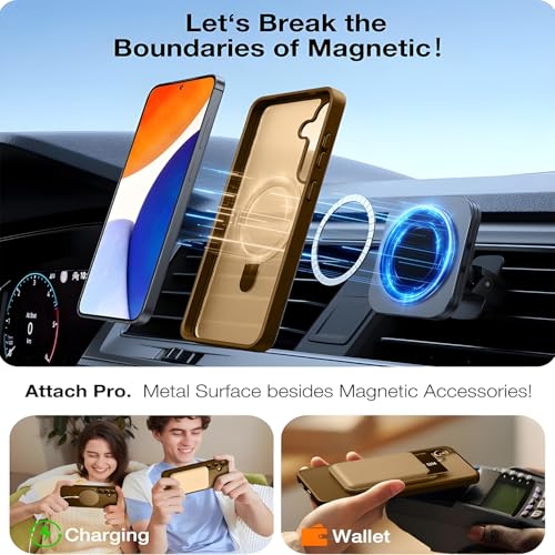 AIBEX Back Cover for Samsung S25+ with OStand Ring Kickstand| Mag-Saf Compatible Magnetic Metal Alloy Ring| Wireless Charging| Slim Thin Scratch Resistant Armor| Shockproof Protective Case - Brown - Image 4