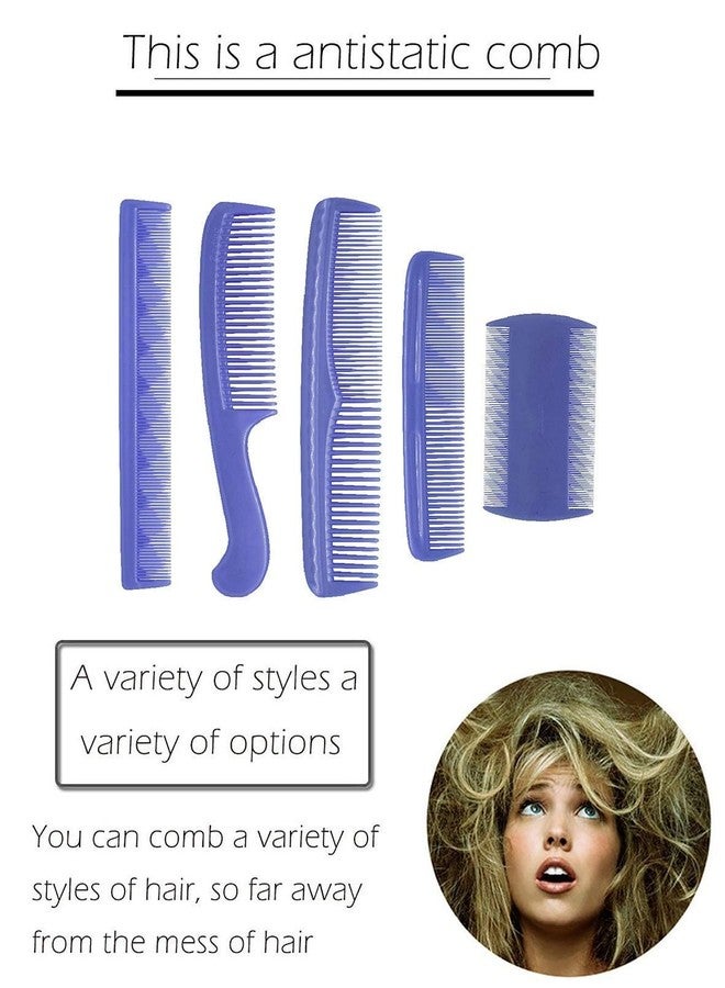 FASHRAMP 5-Piece Hair Comb Set for Normal Hair - Plastic Bristle, ABS Handle - Multi-functional Finishing Combs Set For Women And Men Use - Image 5