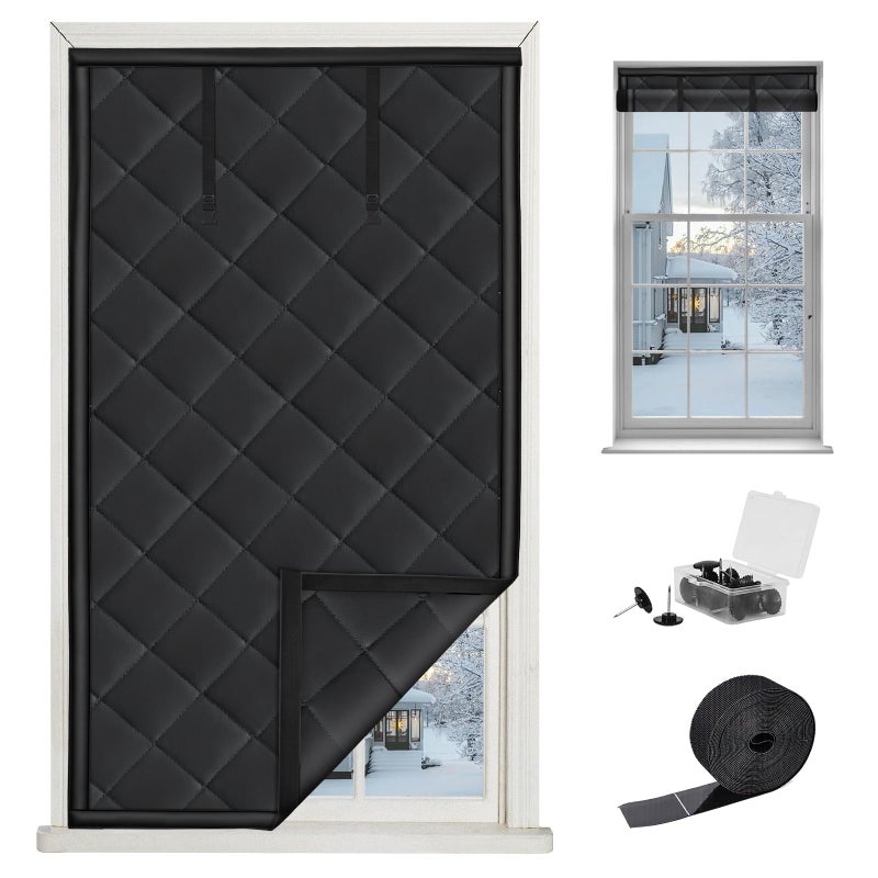 LSGCQ Window Insulation for Winter, Thermal Curtains Insulated Window Blanket Cover to Keep Cold Out, Weatherproofing Insulation Kits for Home (27â€ x 39â€œ, Black) - Image 1