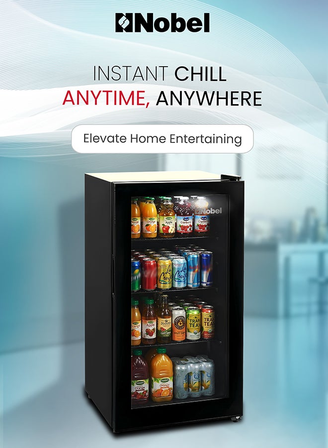 Nobel Bottle Chiller Single Door 125L Gross / 88L Net Capacity, Mechanical Control, Recessed Handle, Adjustable Temperature, Energy Efficient, R600a Refrigerant - (1 Year Warranty) 125 L 220 W NBC125RI Black - Image 3