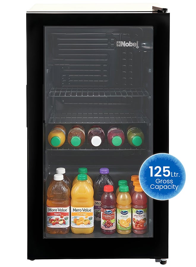 Nobel Bottle Chiller Single Door 125L Gross / 88L Net Capacity, Mechanical Control, Recessed Handle, Adjustable Temperature, Energy Efficient, R600a Refrigerant - (1 Year Warranty) 125 L 220 W NBC125RI Black - Image 1