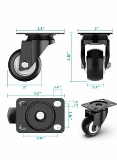 Generic 2 Inch Swivel Caster Wheels, Heavy Duty Plate Casters with Safety Brake Total Capacity 600lbs, 360 Degree Rotation Pulley for Set of 4 (2 with Brakes and 2 without)  - Image 5