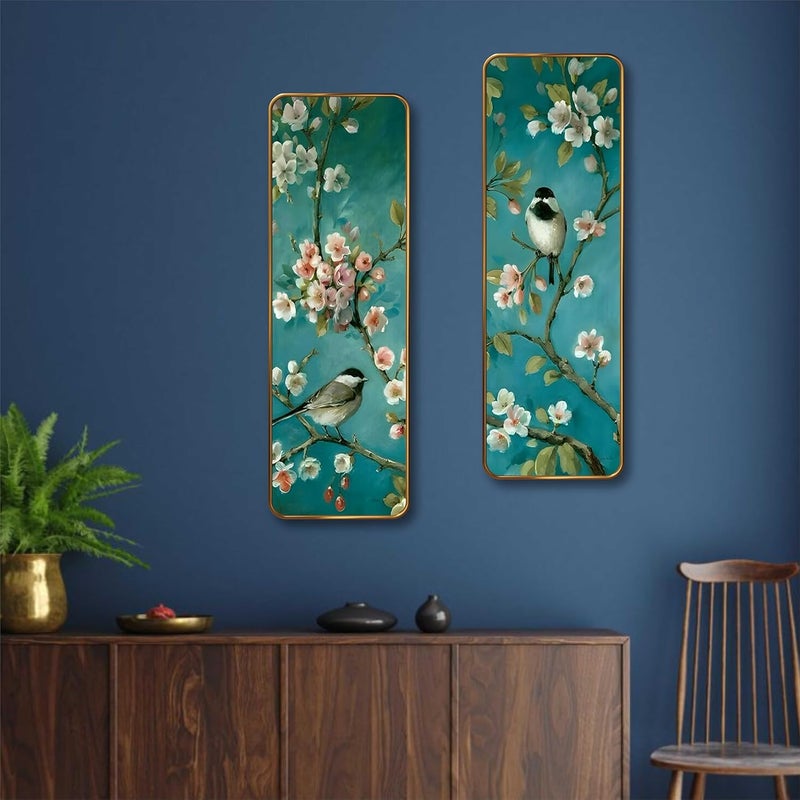 SAF Bird & Blossom Set of 2 Vertical MDF Wall Panels | Premium Sparkle Lamination Finish | Elegant Nature Wall Décor for Living Room, Bedroom & Office (12 x 18 Inch) AS-06 - Image 4