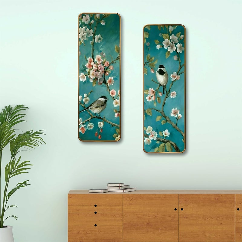 SAF Bird & Blossom Set of 2 Vertical MDF Wall Panels | Premium Sparkle Lamination Finish | Elegant Nature Wall Décor for Living Room, Bedroom & Office (12 x 18 Inch) AS-06 - Image 3