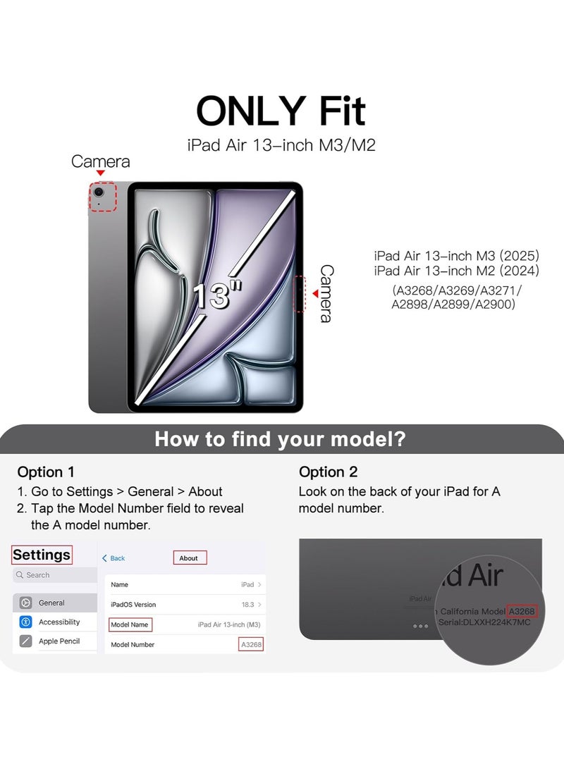 DUSALA Rotating Case for iPad Air 13-Inch M3/M2 (2025/2024), with Pencil Holder,360 Degree Rotation Protective Stand Slim Cover Clear Back, Auto Wake/Sleep (iPad Air 13) - Image 2