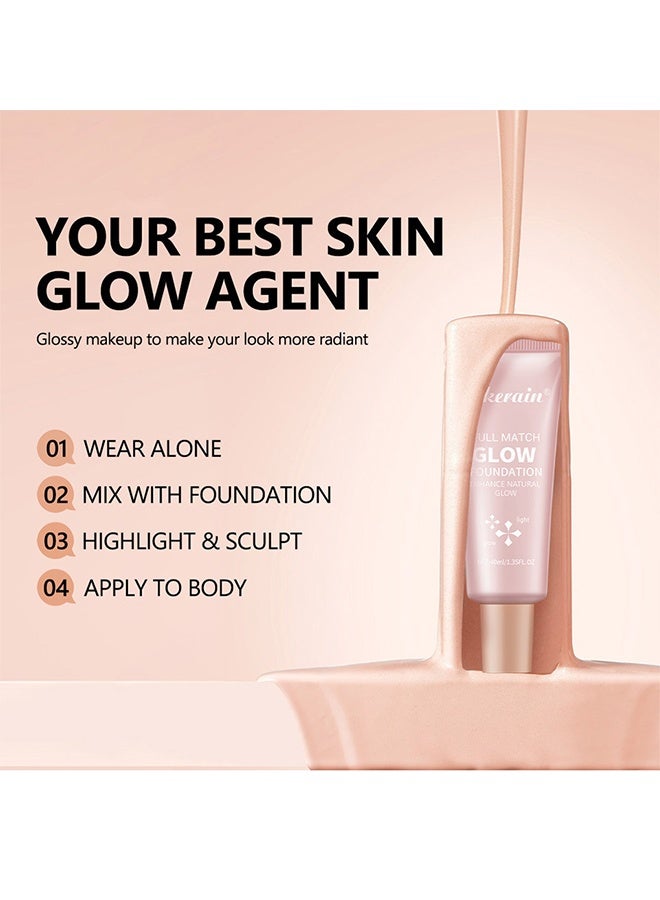 lakerain Full Match Glow Foundation, Enhance Foundation Natural Glow, Professional Coverage for a Flawless Look ,#01 Fair （40ml ） - Image 3