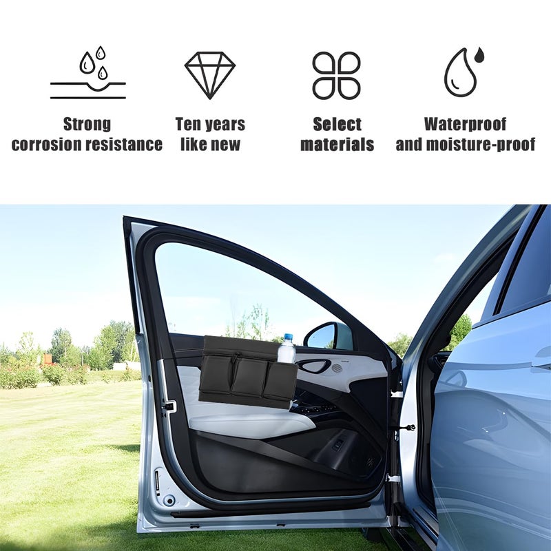 Mandark Car Window Armrest Storage Box, Leather Vehicle Side Door Organizer with Multiple Pockets, Comfortable Automotive Arm Elbow Rest Pad Bag Accessories, Universal for Most Cars (Black) - Image 3