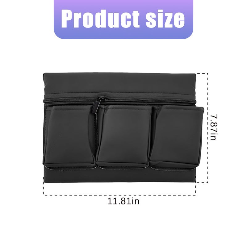 Mandark Car Window Armrest Storage Box, Leather Vehicle Side Door Organizer with Multiple Pockets, Comfortable Automotive Arm Elbow Rest Pad Bag Accessories, Universal for Most Cars (Black) - Image 2
