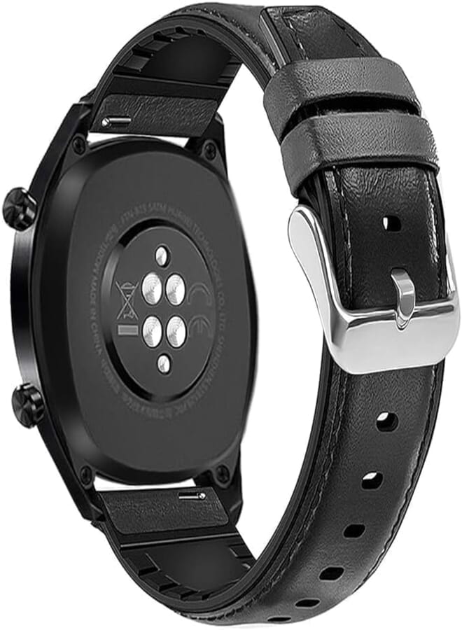 Next Next store Compatible with Huawei Watch GT/GT2 Band 46mm Samsung Galaxy Watch Band (46mm) Magic Band/Watch Pro 22mm Quick Release Genuine Leather Silicone Strap (Black)