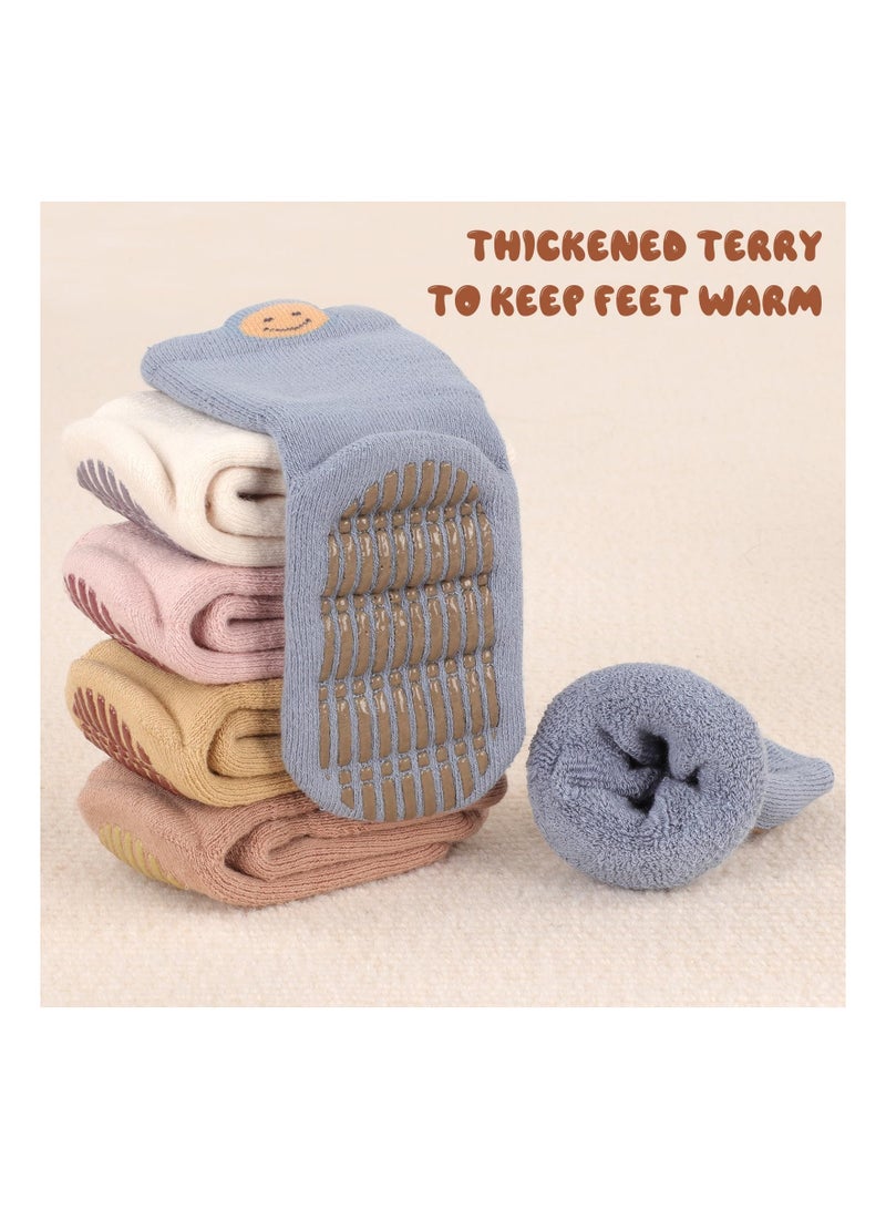 Anti-Slip Cozy Toddler Socks Set - 5 Pairs for Ages 1-3 Perfect for Playtime and Safety  - Image 3