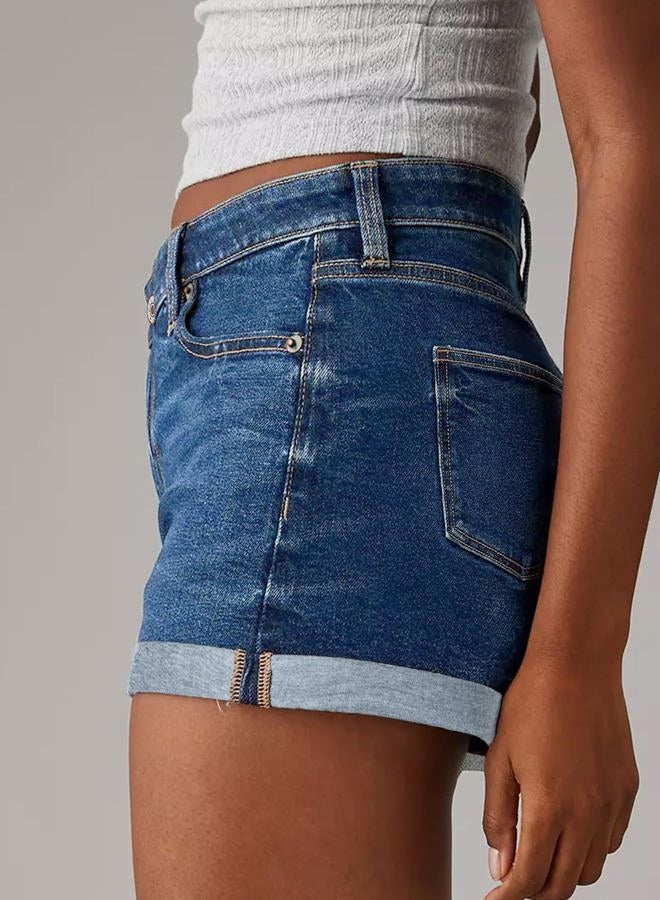 Sidefeel Women's Jean Shorts High Waisted Casual Stretchy Crossover Denim Shorts Size 4 Blue - Image 4