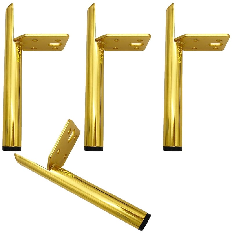 QZibeva 4 Pcs 6 Inch Gold Furniture Legs Gold Leg for Furniture Mid Century Modern Leg for Sofa Cabinet Table Chair Ottoman Side Mounted Mid Country Style Furniture DIY Replacement Feet with Screws - Image 2