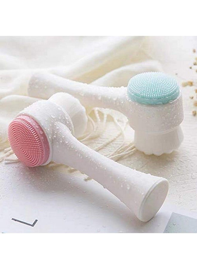 Generic Onicorn 2 In 1 Face Brush For Cleansing And Exfoliating Silicone Facial Cleaning Brush Skin Massaging Scrubber Deep Pore Exfoliation Makeup Wash. (Blue) 1 Pcs  - Image 2