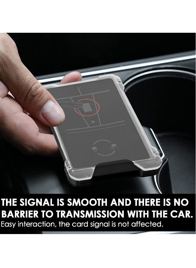 Key Card Holder for Tesla Model 3 Y ID Badge Holders Protection Large Capacity Metal Case Upgrade Aluminum Alloy Accessories Key Fob Cover with Carbon Fiber Pattern (Black) - Image 3