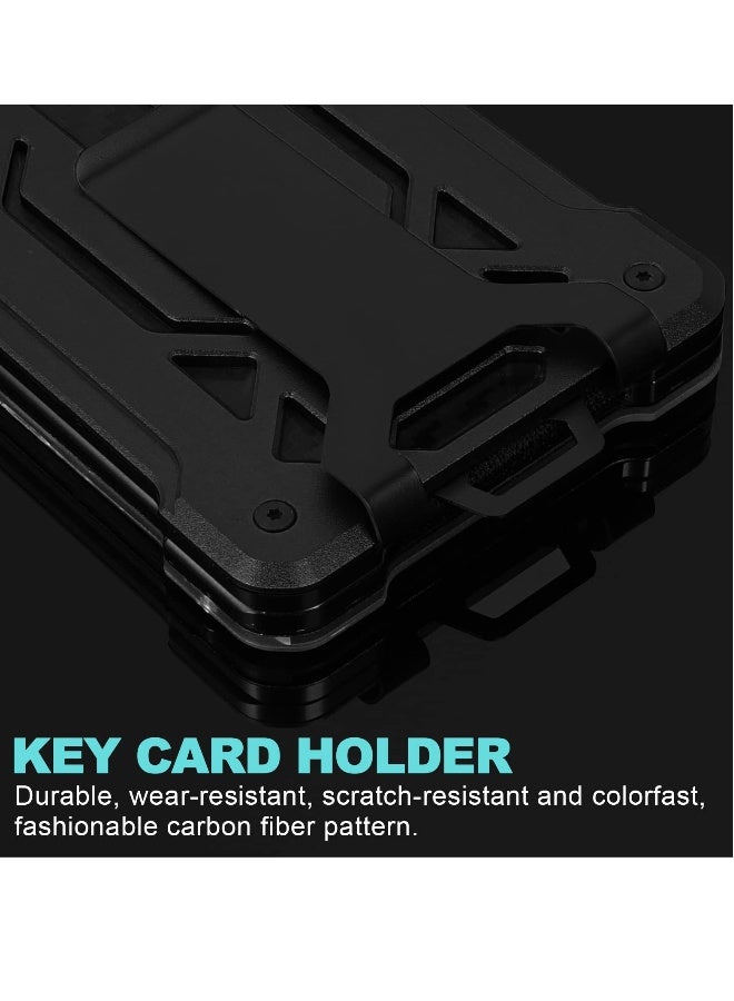 Key Card Holder for Tesla Model 3 Y ID Badge Holders Protection Large Capacity Metal Case Upgrade Aluminum Alloy Accessories Key Fob Cover with Carbon Fiber Pattern (Black) - Image 4