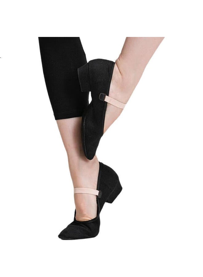 Sansha Dance Teacher Shoes, Ballet And Ethnic Belly Dance Practice Shoes, Character Dance Exam Shoes, Adjustable, Black, Size 36 - Image 1