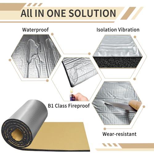TroyStudio Sound Proof Closed Cell Foam, Self-Adhesive 13" x 39" Heat Shield Acoustic Rubber Foam Sheet - Waterproof Noise Vibration Thermal Insulation Roll for Home, Car, HVAC, Pipe, Machine - Image 4