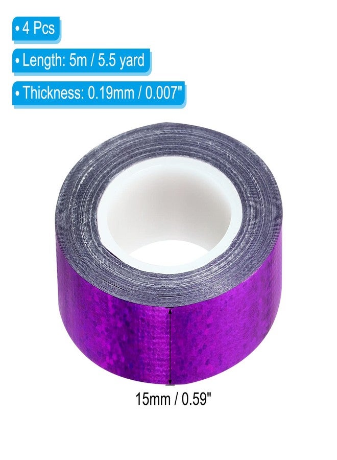PATIKIL Glitter Sparkle Tape 15mm x 5m, 4 Pack Holographic Art Decorative Masking Tapes Self-Adhesive for DIY Scrapbook Art Craft Wrapping, Purple - Image 2