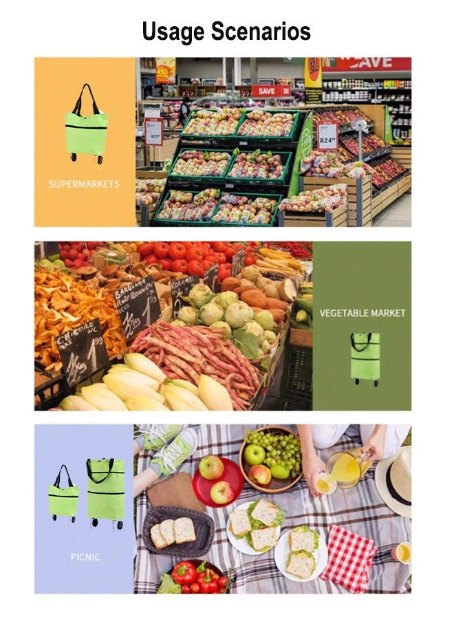 Lightweight Foldable Shopping Bag With Wheels, Dual-Purpose Portable Shopping Cart - Image 5