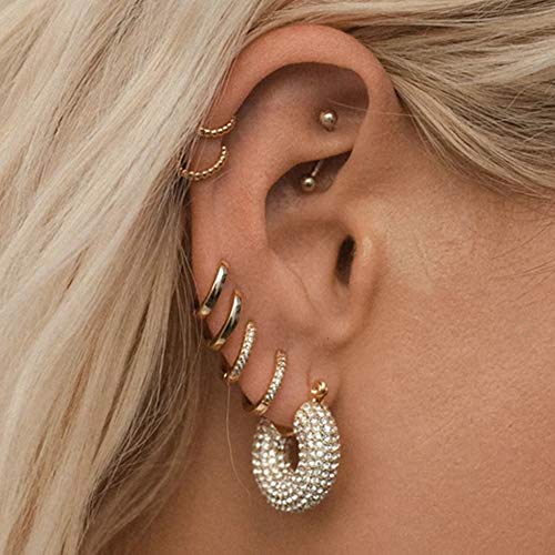 ALEXCRAFT Small Gold Huggie Hoop Earrings for Women Set of 4 Pairs hypoallergenic Gold Diamond Earring Cubic Zirconia Hoops Earing - Image 4