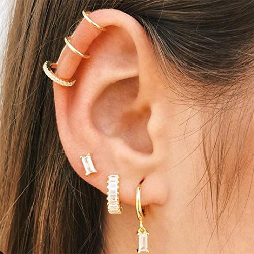 ALEXCRAFT Small Gold Huggie Hoop Earrings for Women Set of 4 Pairs hypoallergenic Gold Diamond Earring Cubic Zirconia Hoops Earing - Image 3