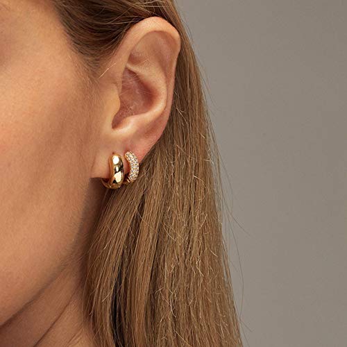 ALEXCRAFT Small Gold Huggie Hoop Earrings for Women Set of 4 Pairs hypoallergenic Gold Diamond Earring Cubic Zirconia Hoops Earing - Image 2