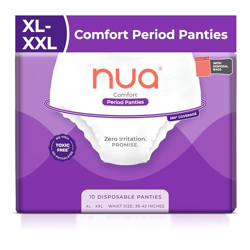 Nua Comfort Disposable Period Panties (XL-XXL) | Pack of 10 Panties | Disposable | 360° Coverage | Zero Irritation | 4x Comfort | For Heavy Flow | No rashes | Leakproof | Seamless | 100% Toxic-Free, Dermatologically Tested - Image 1
