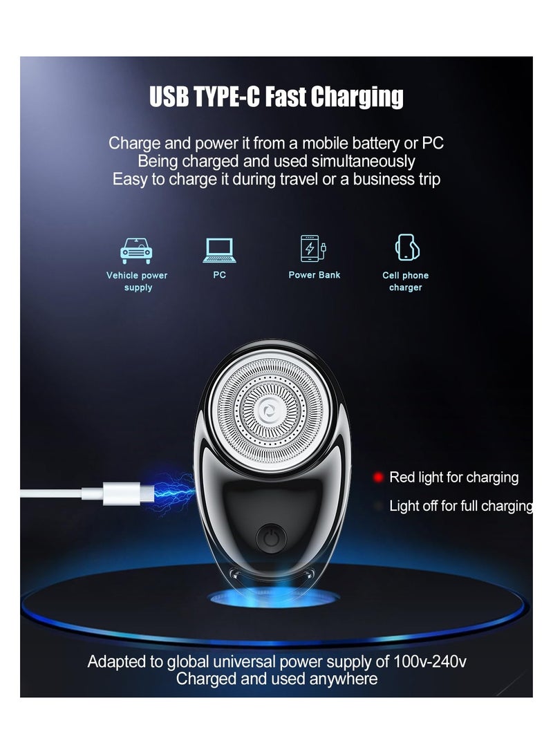 Portable Mini Electric Shaver for Men, IPX6 Waterproof Travel Razor, Compact Rotary Design for Home and Car Use, Perfect for On-the-Go Grooming - Image 5