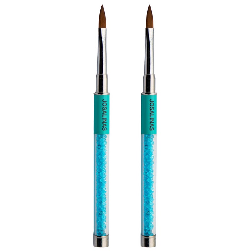 JOSALINAS Nail Art Brushes 2PCS, Gel Polish Nail Art Design Pen Painting Tools with Nail Extension Gel Brush Builder Nail Gel Brush Nail Art Liner Brush Salon at Home DIY Manicure (Hair#12)